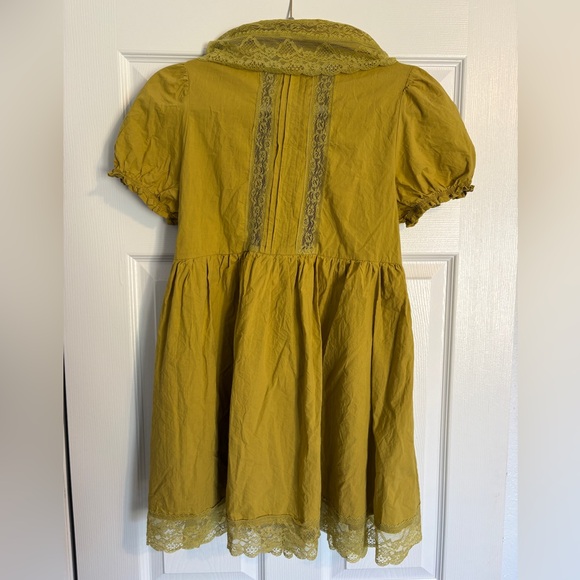 Mustard Yellow Lace Trim Button-Front Dress Free People Sun-kissed Mini Dress - Picture 13 of 13